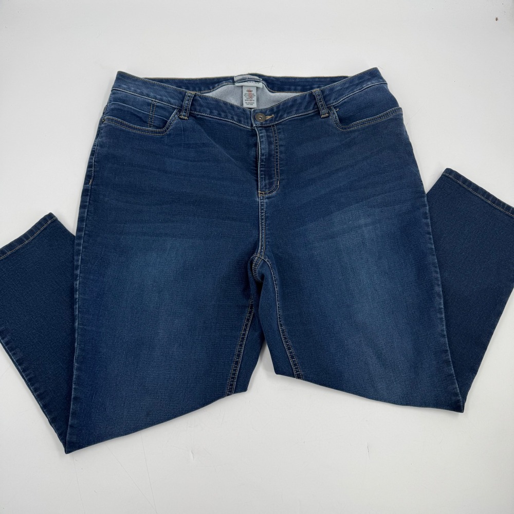 Catherines Womens 1XWP Jeggings Denim Blue‎ Cotton Blend Stretch Pull On Jeans